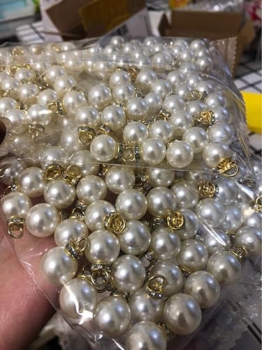 Miniatura 4 de SUKPSY 50 cuentas de perlas de imitación incrustadas de diamantes de imitación de 0.394in, accesorios para ropa, accesorios para el cabello,