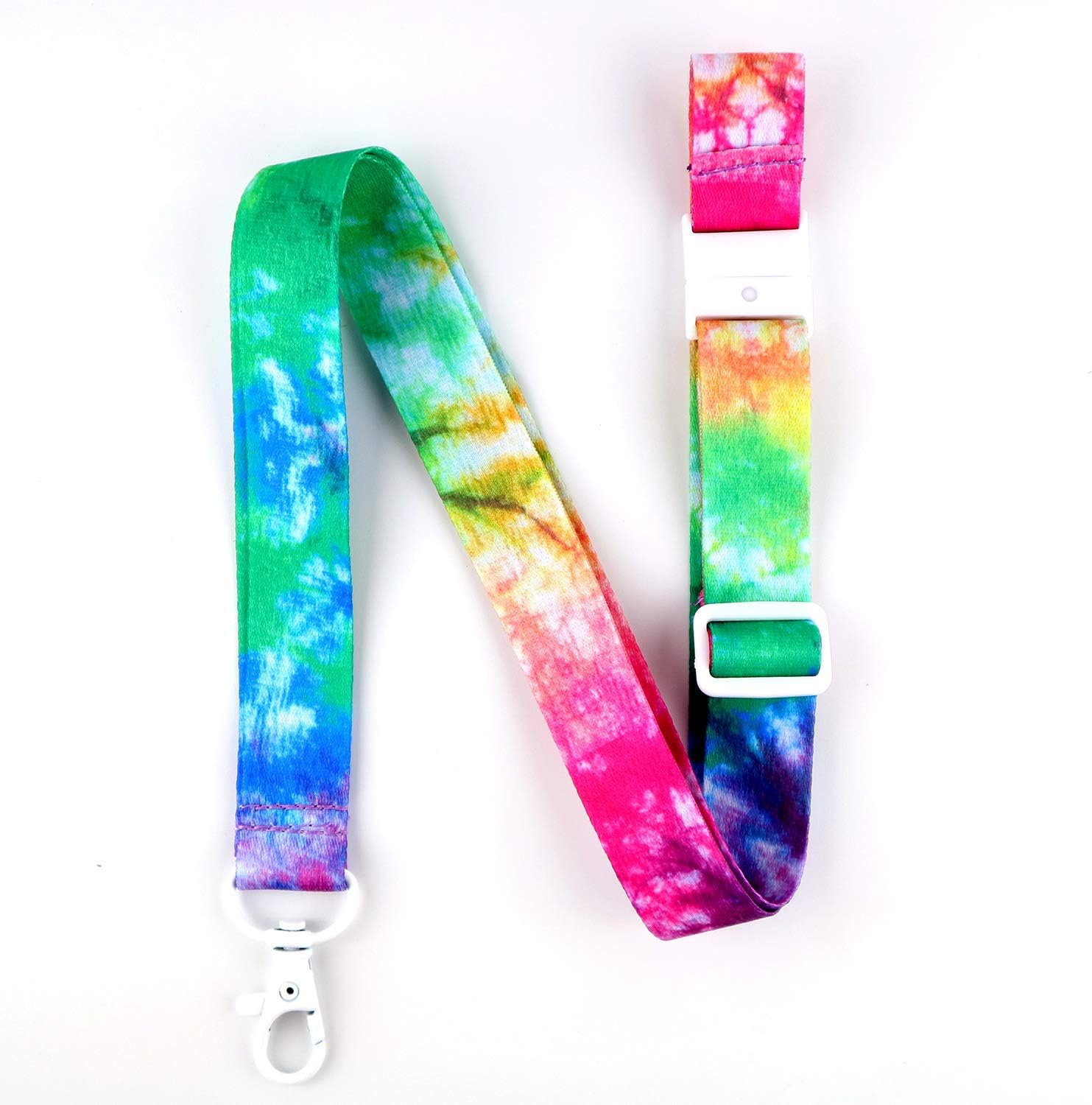Tie Dye Lanyard Keychain Adjustable - Rainbow Keychain ID Lanyard for Keys Badge