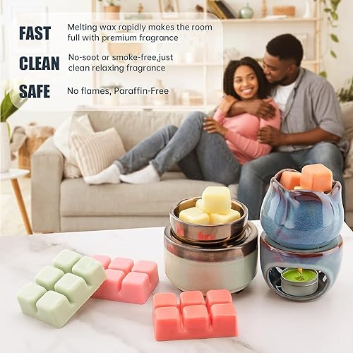 Miniatura 6 de UCC Cera natural fundida a base de plantas, fragancia fuerte, cubos perfumados de soja prémium de larga duración, tartas de cera derretida, cera