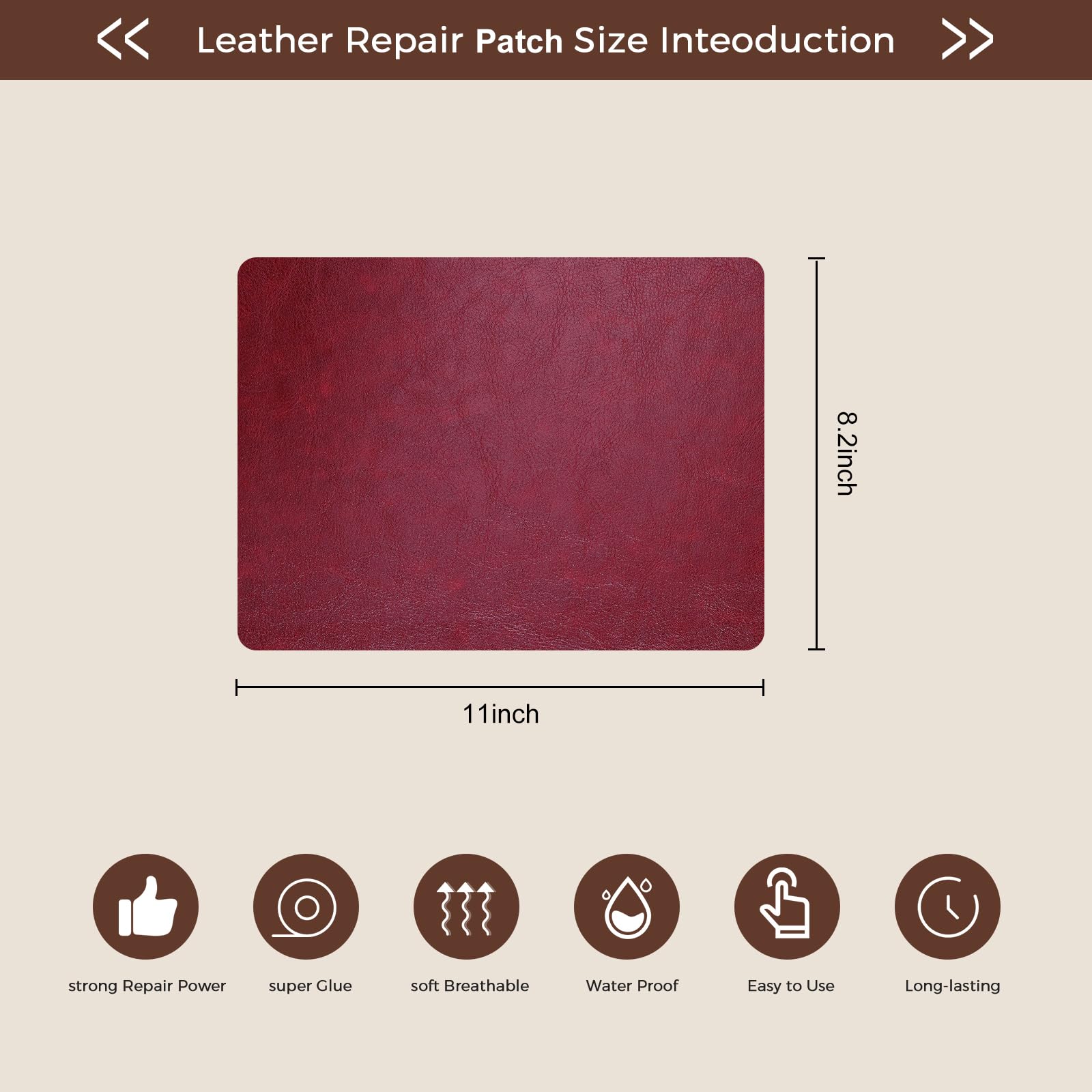JDLUGH Cinta de parche de reparación de cuero para sofá, 8.2 x 11 pulgadas, 2 piezas autoadhesivas para sofá, asiento de coche, muebles de cuero, kit de parches de reparación de vinilo (8.2 x 11