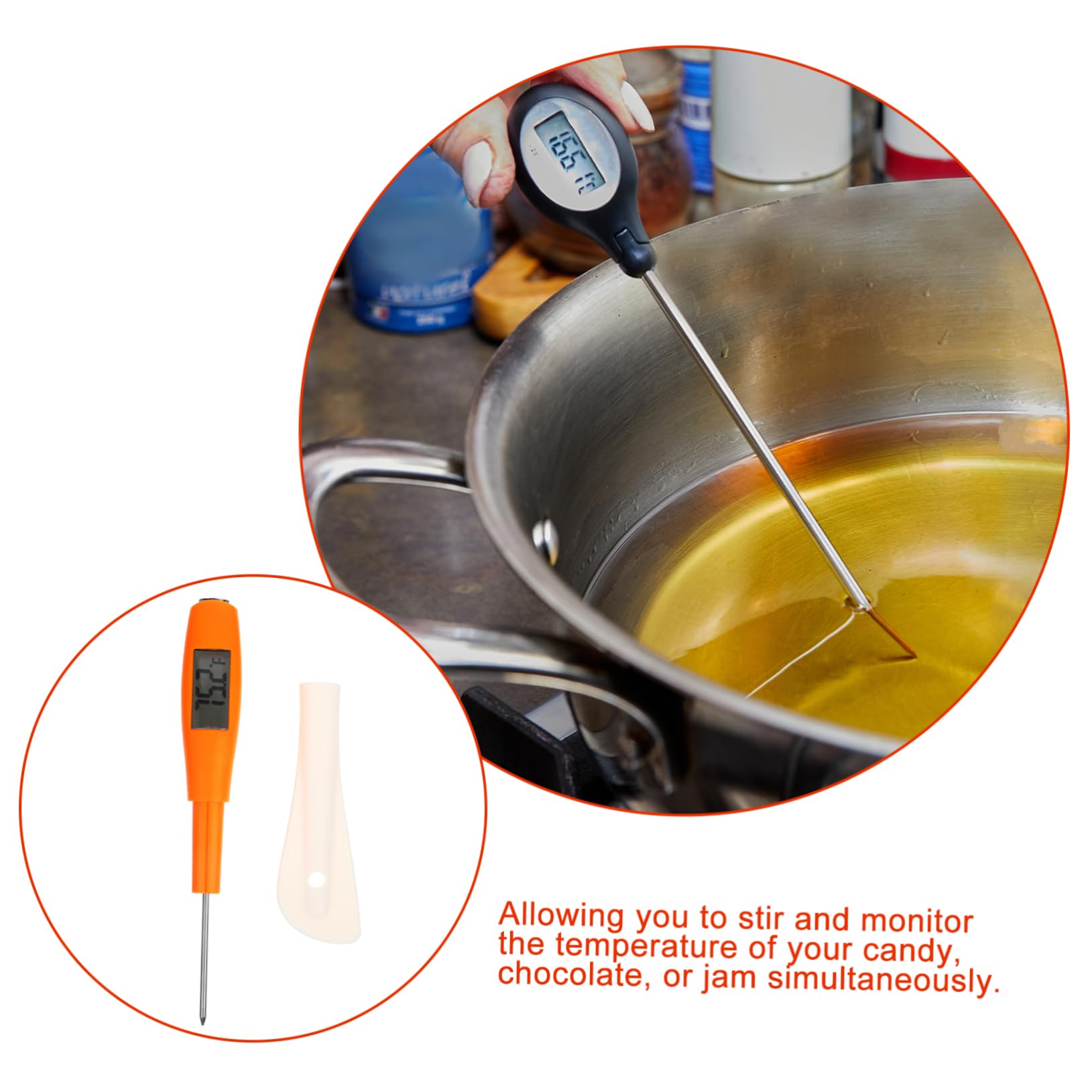 MAGICLULU 2 Piezas Termómetro Para Hornear Termómetro De Termómetro Digital Para Carne Termómetro De Barbacoa Espátula Digital Termometro De Cocina Para Alimentos Gel De Sílice