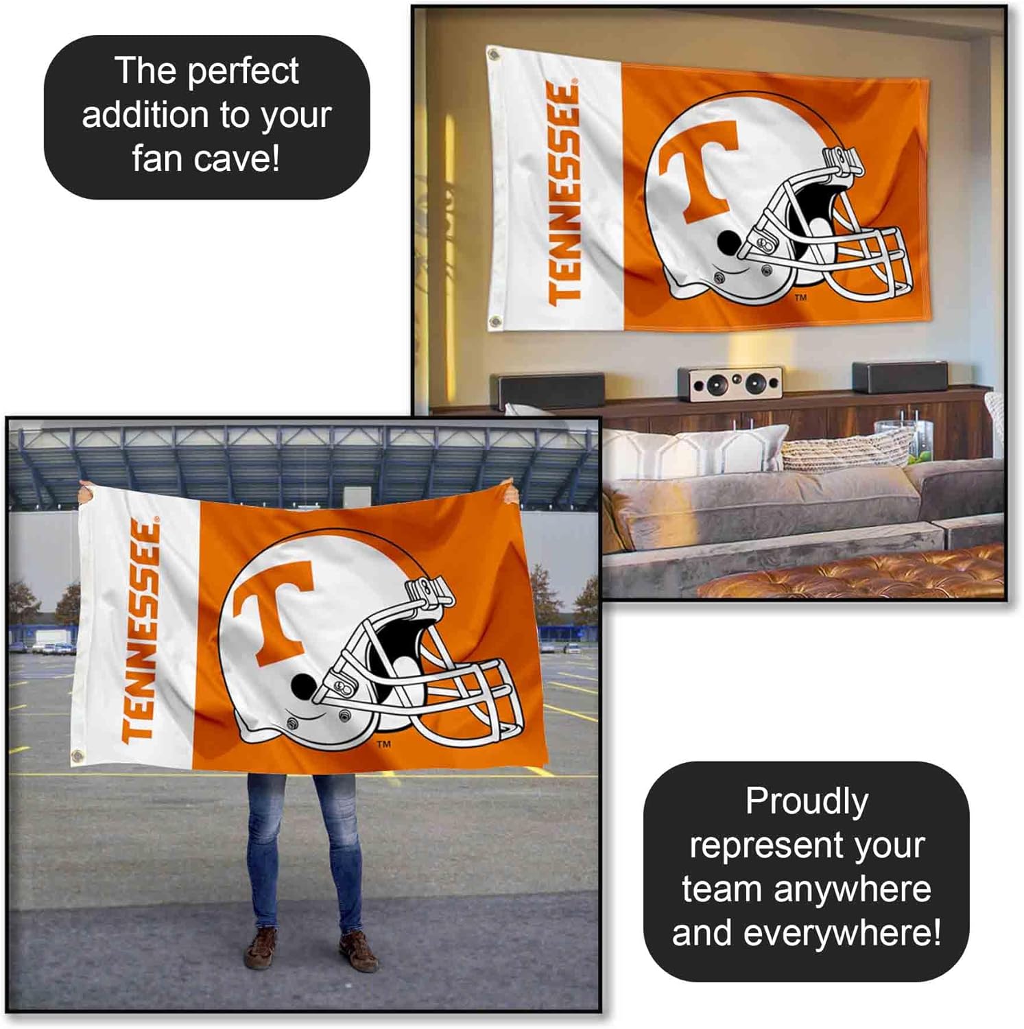 College Flags & Banners Co. Tennessee Volunteers Football Helmet Flag - Image 5