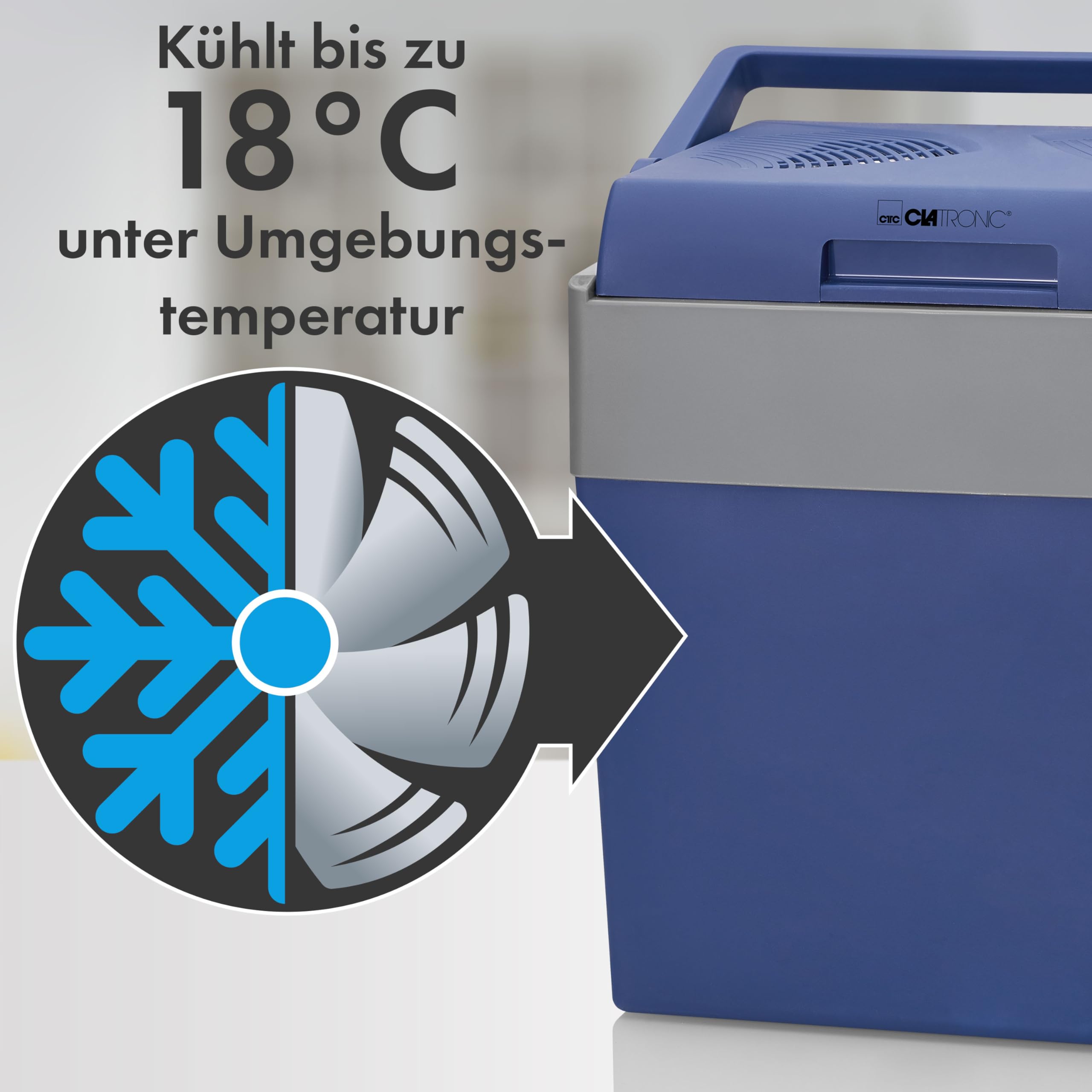Clatronic KB 3714 Nevera Portátil Eléctrica de Viaje para Coche, Camping, 12V/230V, Capacidad 30 Litros, Enfría y Calienta, Azul