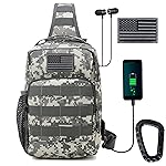 Valinov Tactical Shoulder Bag,Molle Shoulder Backpacks,Military Sling Daypack Backpack with USB Charging port (1 Pack Camo ACU)
