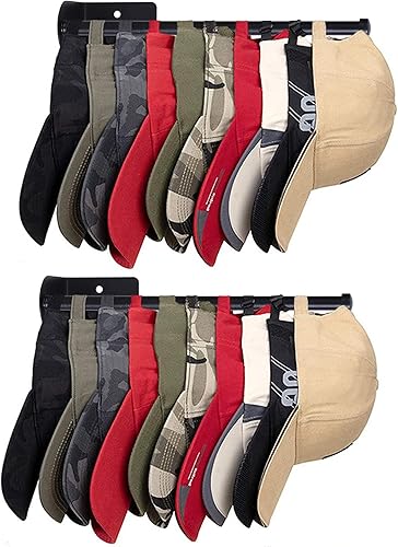 Almacenamiento de sombreros para gorras de béisbol, paquete de 2 percheros, organizador de sombreros para gorras de béisbol, adhesivo de pared o