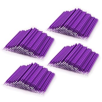 Annhua Disposable Micro Applicators 400 Pcs Precise Dental Applicator Brush with Nylon Tips, No Shedding Micro Swabs for Eyelash Extensions, Art, Cosmetics and Electronics - Purple