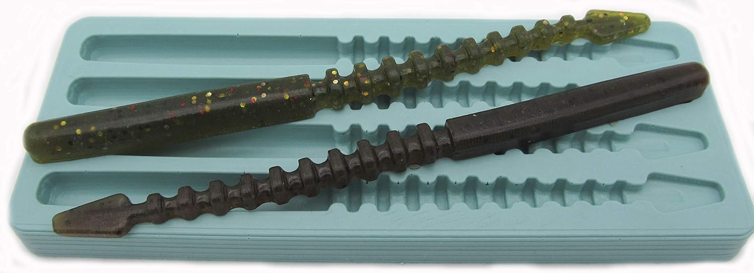 6" Serpent Tail Worm Lure Making Starter Kit - Bass Rubber Worm Mold & Plastisol Plastic Resin - Fisherman Gift - Fusion X Fishing 0560MC Dragon X