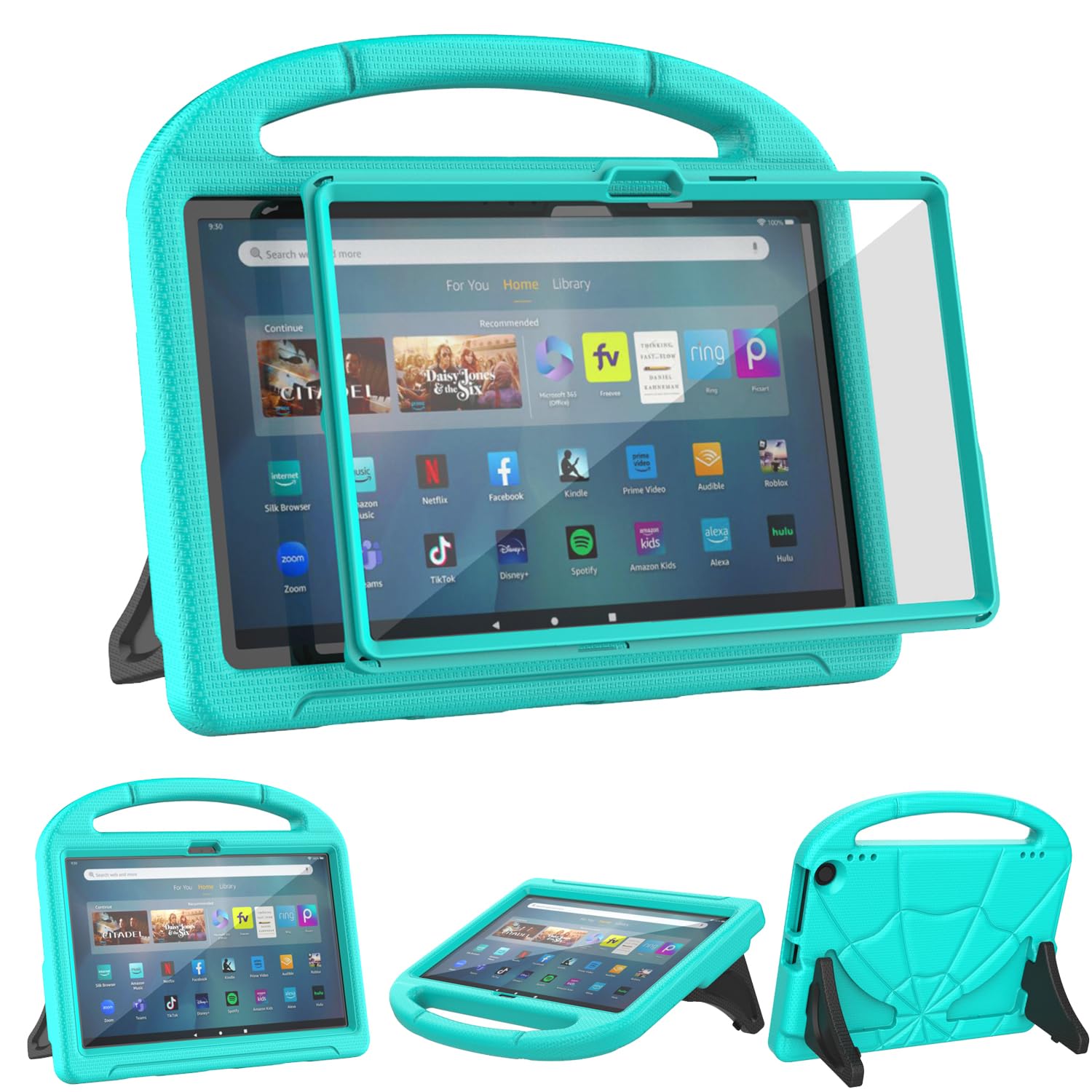 Photo 1 of 11in Tablet Case for Kids?Not Fit for iPad TCL 11 inch Tablets, Patamiyari Lightweight Shockproof Kids Case with Screen Protector Handle Stand -Turquoise