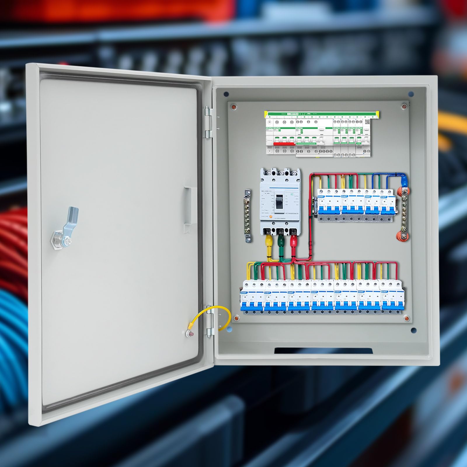 Verteilerkasten 40*20*50cm Verteilerdose Aufputz mit Schlüssel, Boden-Dichtungsplatte, Elektrische Klebebänder, Kaltgewalzter Stahl Aufputzdose für Schutz Elektrischen Geräten Stromkreisen Fabriken