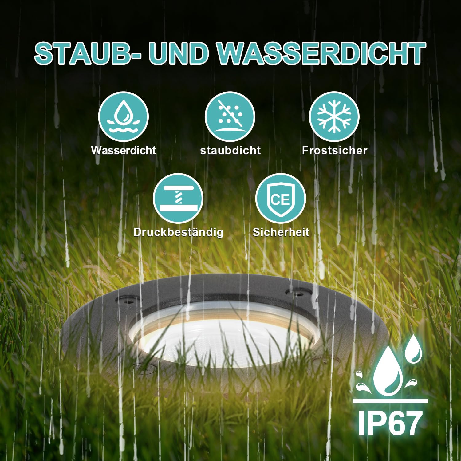 Herrselsam Bodeneinbauleuchte für GU10, 8er set Bodeneinbaustrahler Aussen Led Runde, IP67-Wasserdicht Bodenstrahler, Drehbarer Bodenleuchten mit Lichtquelle, Neutralweiß 4000K (Schwarz)