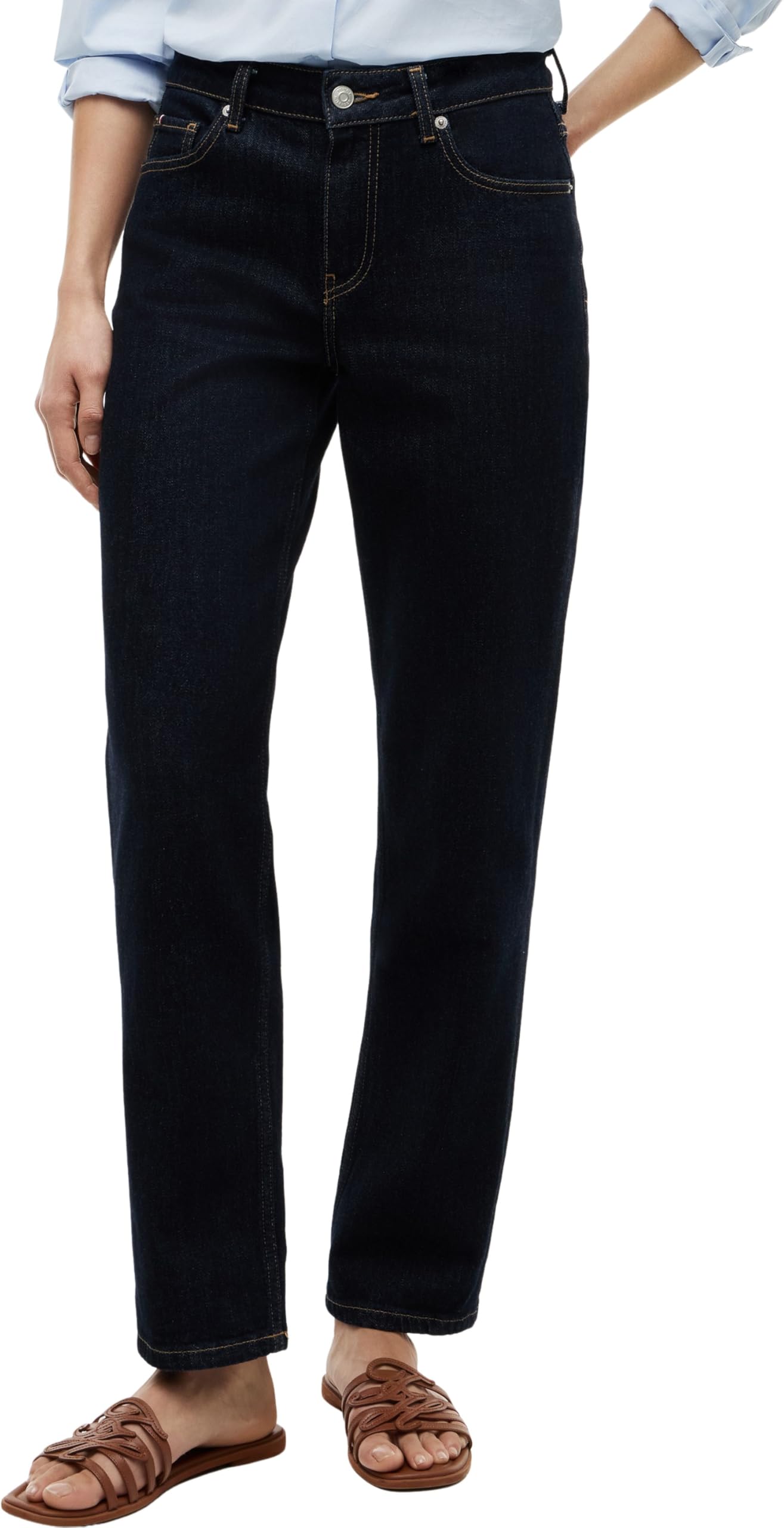 Tommy Hilfiger Damen Jeans Hose Classic Straight Fit Blau (Nos Rinse) 30W/25L