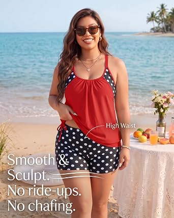 Holipick Womens Plus Size Tankini with Shorts Two Piece Swimsuits