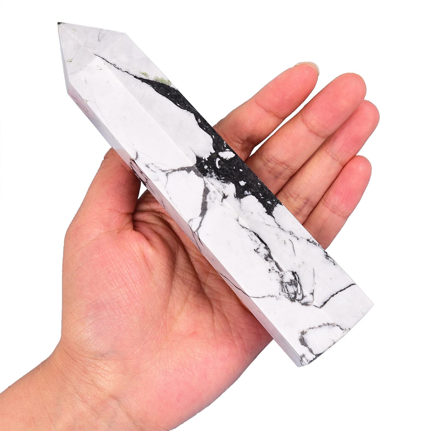 Large Healing Crystal Obelisk Tower White Howlite Point Wand Crystal Decor Reiki 0.6-1.1 LBS - Image 7