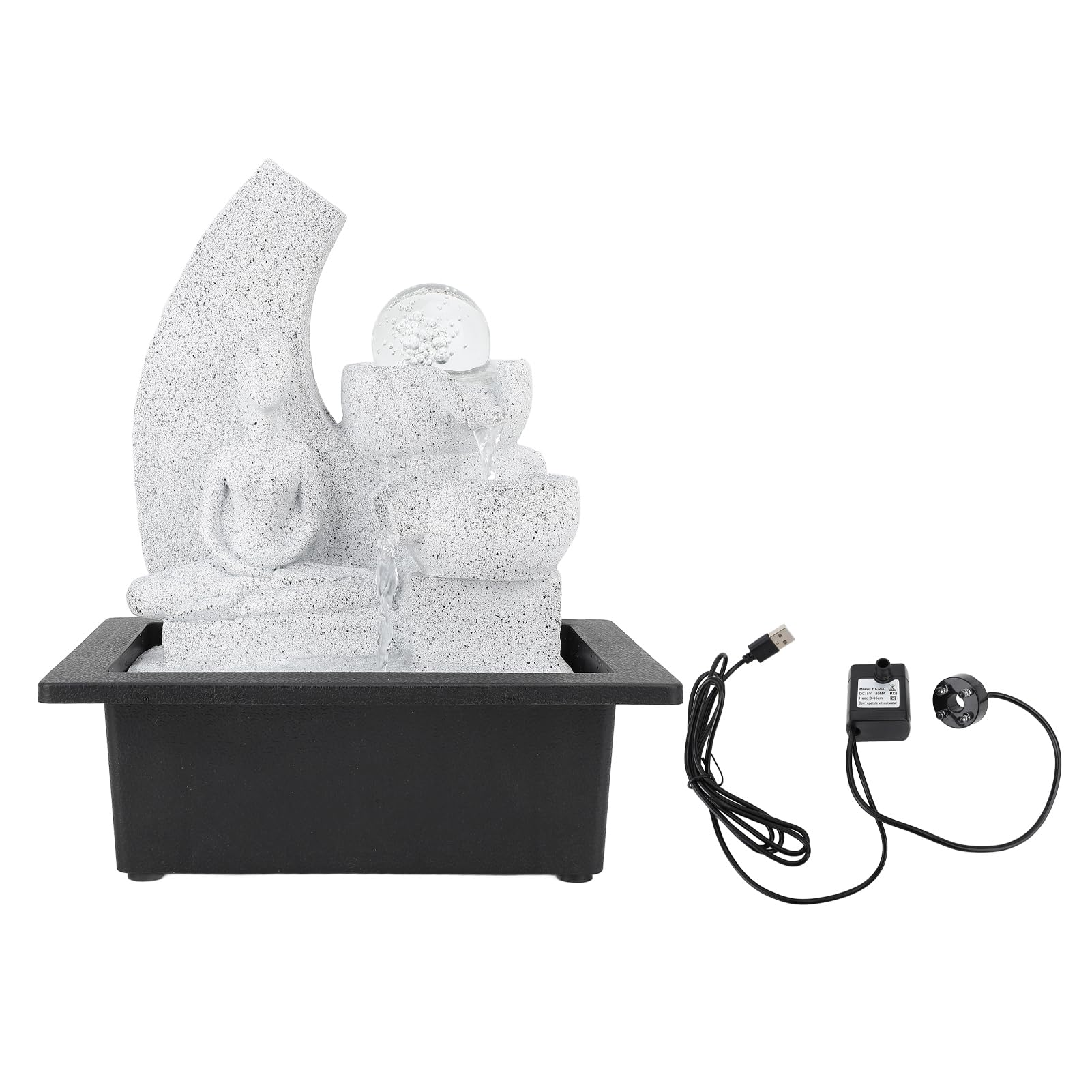 Fontaine de table intérieure anti-stress avec cascade zen USB pour bureau calme