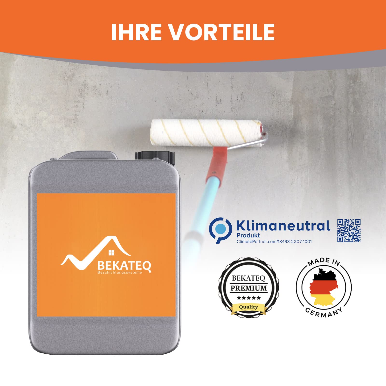 BEKATEQ Grundierung 10l für Fassadenfarbe, Wandfarbe innen und aussen, Sockel - Fassadengrundierung, Wandgrundierung, Tiefengrund, Haftgrund BE-516