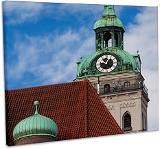 Germany, Bavaria, Munich, Peterskirche, church tower, Museum Grade Canvas Wrap 14x11