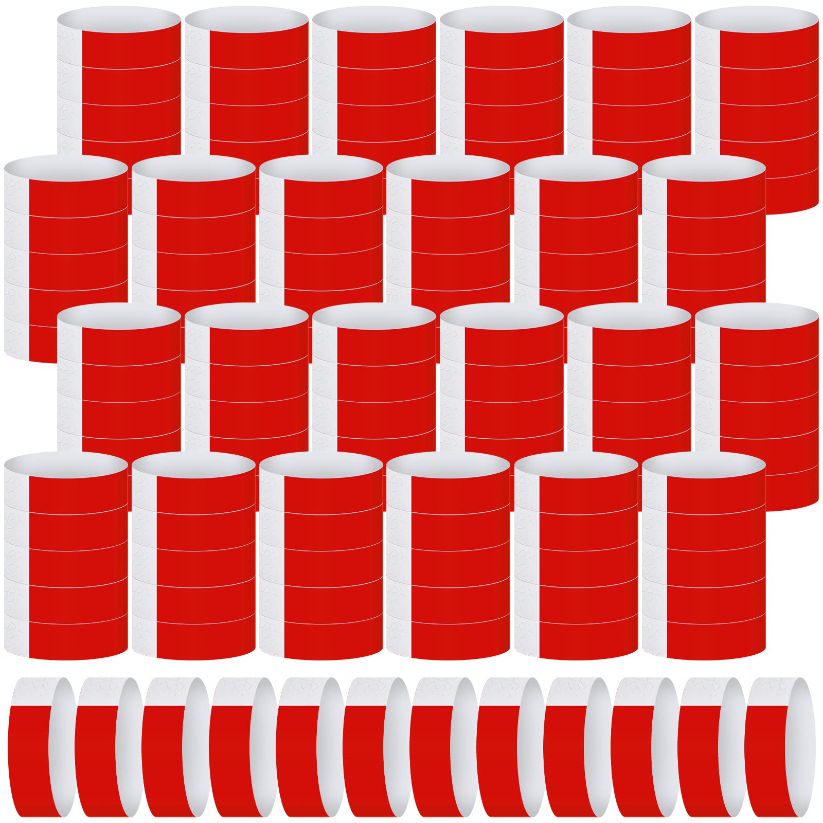 Tudomro 2400 Pack Neon Paper Wristbands Bulk - Waterproof, Lightweight, Adhesive - Concert, Events, Party for Hand Wrist Arm Identification(Red)