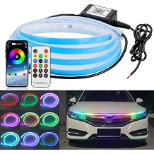 SOCAL-LED LIGHTING 70 inch Car Led Exterior Hood Light Strip Multi Color Dual Remote APP Control 12V LED Daytime Running Lights, RGB Flexible Headlight Waterproof for Pickup Truck SUV