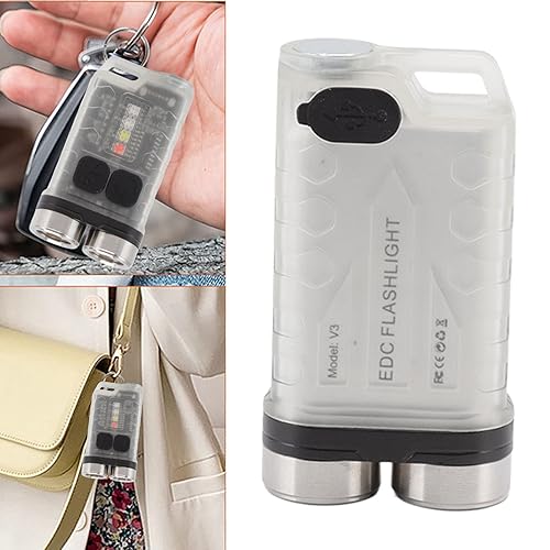 Miniatura 2 de Mini llavero recargable linterna llavero pequeño linterna portátil de succión magnética 900 lm múltiples modos de iluminación para senderismo blanco