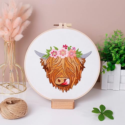 Miniatura 48 de Louise Maelys Kits de bordado cardenal para principiantes con patrón de flor de pájaro, kit de punto de cruz para adultos, kit de punto de cruz