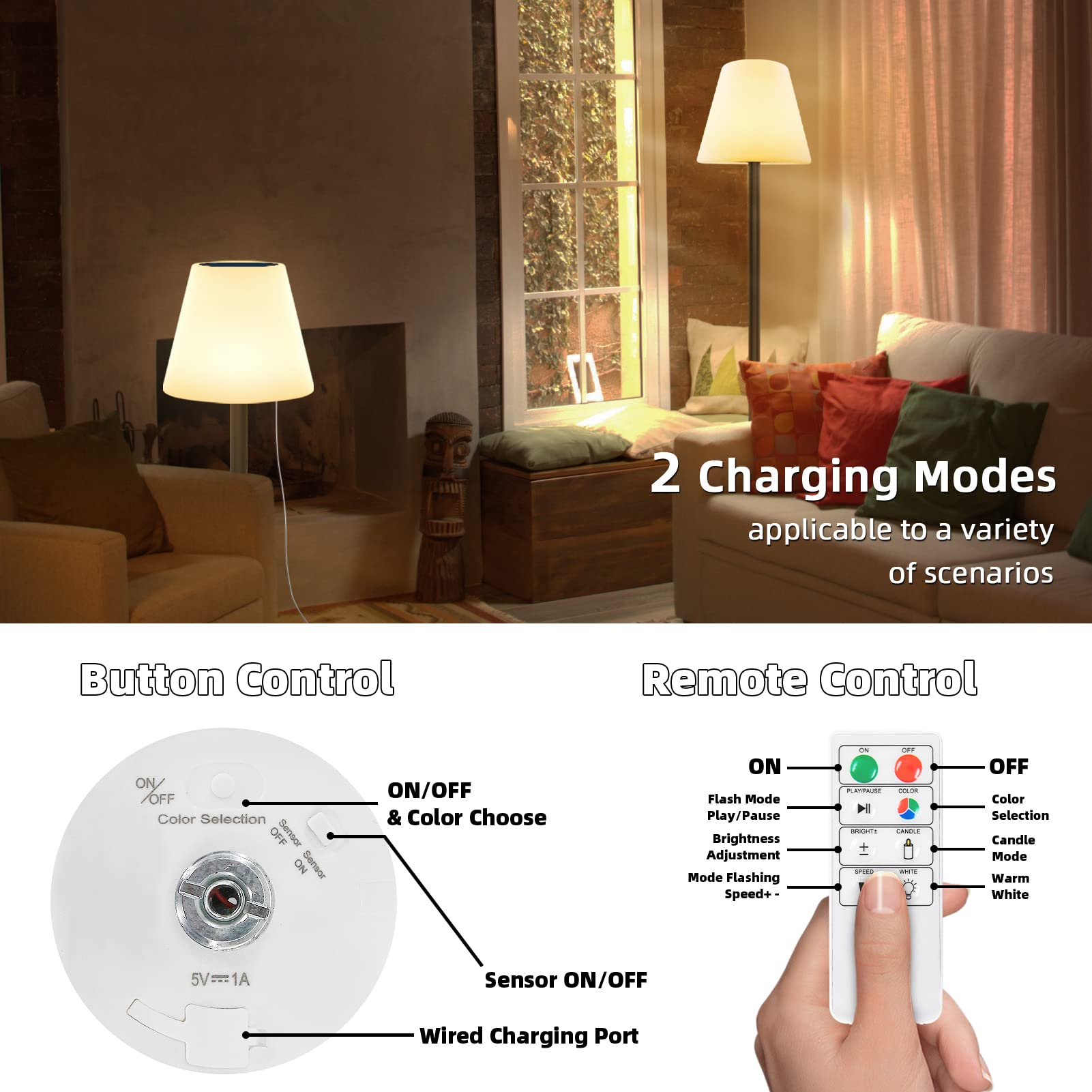 Lampadaire Solaire Extérieur 4 Voies Hauteur Réglable LED Dimmable RGB - Lampe USB Rechargeable IP65 Pour Jardin Balcon Piscine