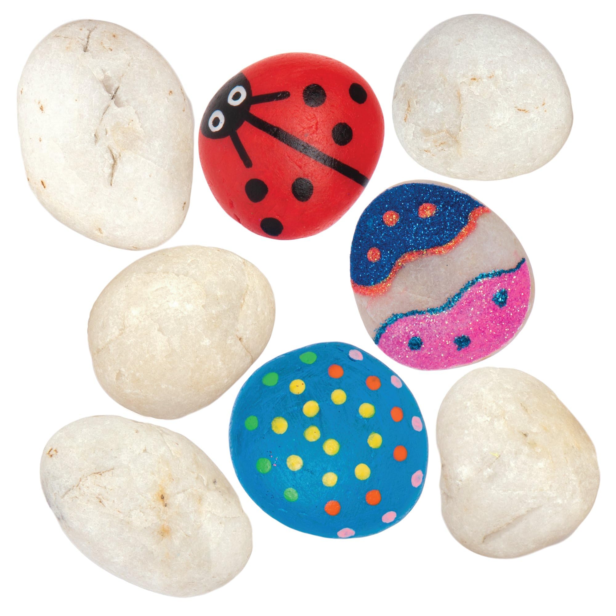 Baker Ross VC409 White Painting Stones - Pack of 20, 6.5cm Pebbles, Craft Painting, Stone Decorating, Garden Decoration