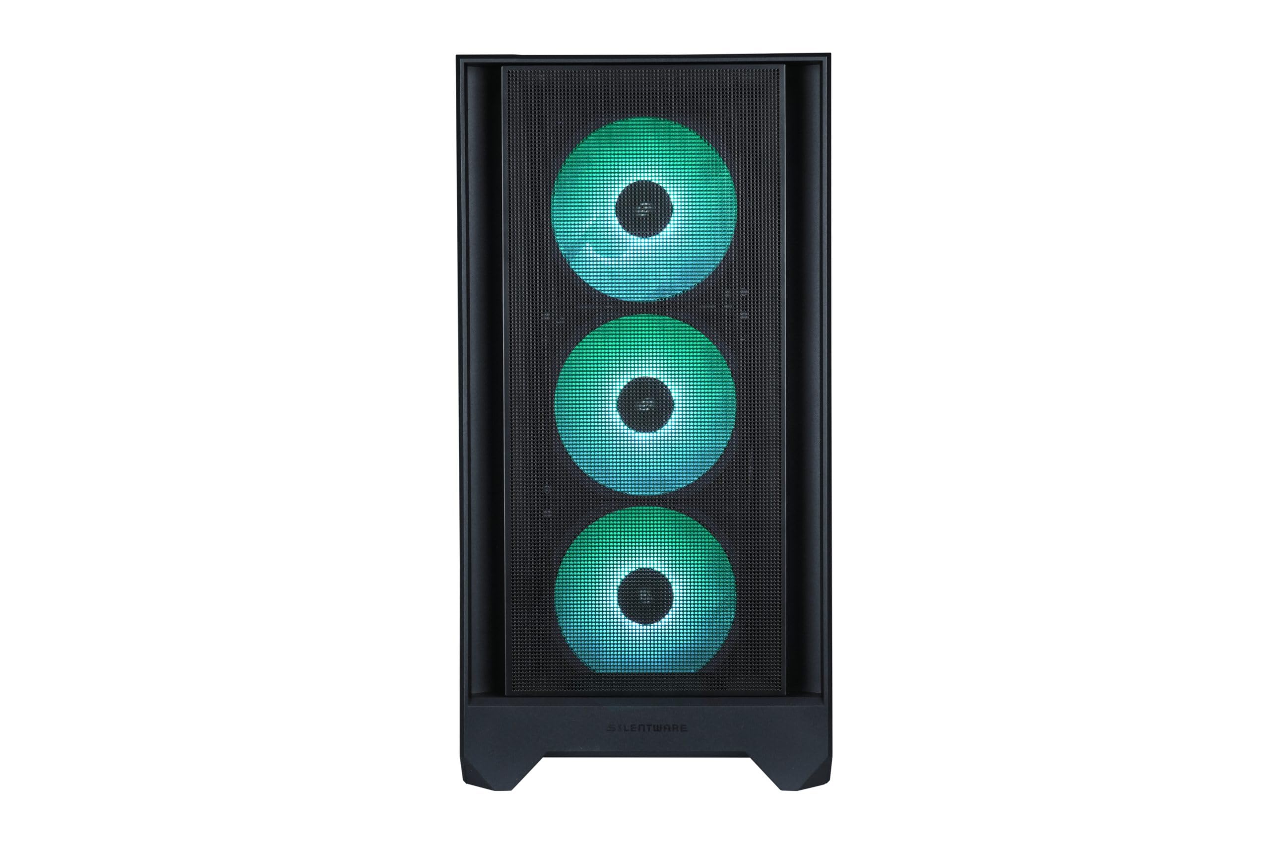 Flow 110 Black A-RGB Midi Tower Case PC, rete frontale con presa d'aria laterale, finestra laterale in vetro, 4 ventole A-RGB HDB, controllo PWM e 3 pin, GPU fino a 380 mm, ATX/mATX/ITX