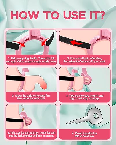 Miniatura 7 de UTIMI - Jaula de castidad para hombre con correa de castidad ajustable, dispositivos de correa de castidad de plástico para hombre mariquita impresa