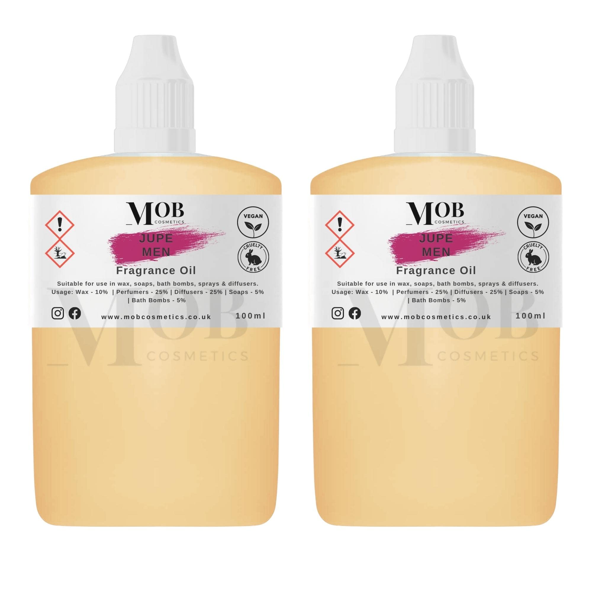 Jupe Men Luxury and Designer Fragrance Oil | Highly Concentrated | Perfect for Candles, Soaps, Bath Bombs, Diffusers, Wax Melts | UK Made | Vegan (Jupe Men, 100ml (Pack of 2))