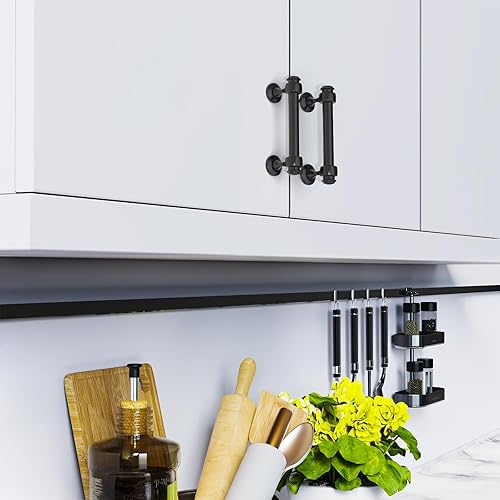 Miniatura 9 de Paquete de 10 tiradores de herrajes para gabinete, 4 pulgadas (4.016 in) entre agujeros, aleación de zinc, fáciles de limpiar, manijas de gabinete