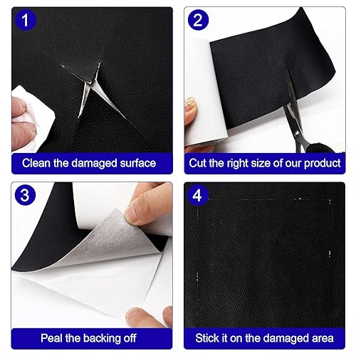 Miniatura 6 de Cinta de reparación de cuero 2 paquetes de adhesivos de alto grosor de 4 x 63 pulgadas parches de reparación de cuero para sofás kit de reparación