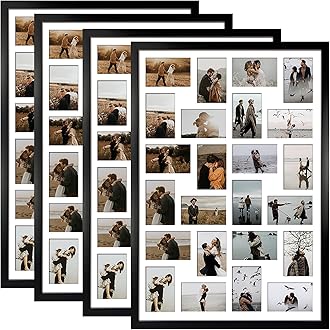 HORLIMER 4x6 Collage Picture Frame Set of 4, 24 Openings Multiple Collage Frames Display 4 by 6 Photo with Mat for Wall Hanging