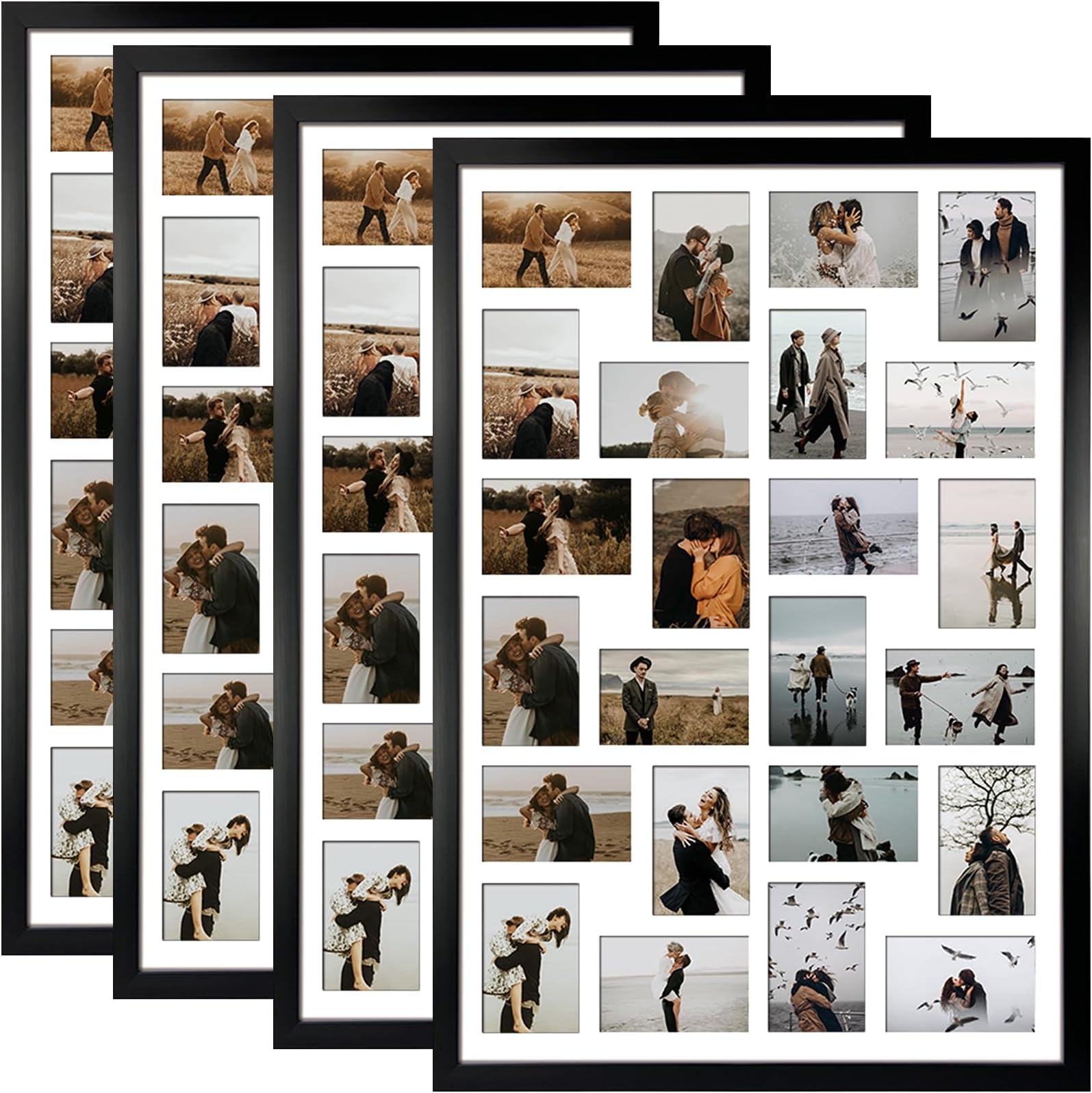 HORLIMER 4x6 Collage Picture Frame Set of 4, 24 Openings Multiple Collage Frames Display 4 by 6 Photo with Mat for Wall Hanging