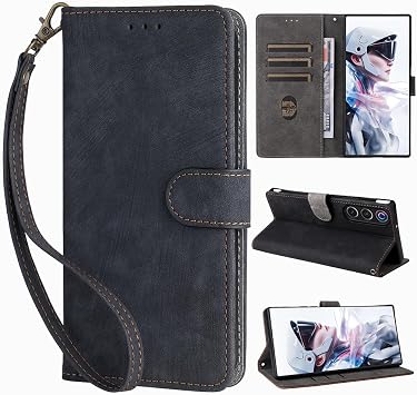 For RedMagic 10 Air Case, Notebook Type Cover 1 x Hanger SUNZHXIN Luxury PU Leather Phone Case 360 Degree Omnidirectional Protection, Dustproof, Shock Absorption, Drop Prevention, Fingerprint