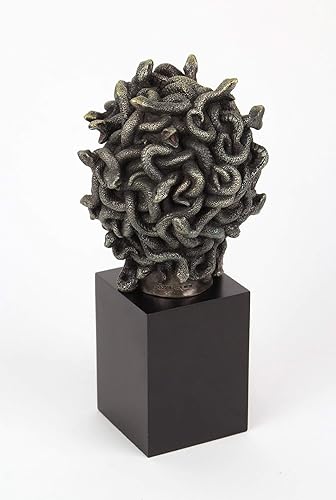 Miniatura 3 de Veronese Design Figura de cabeza de Medusa de resina de bronce fundido en escultura de busto de zócalo pintado arte de acento