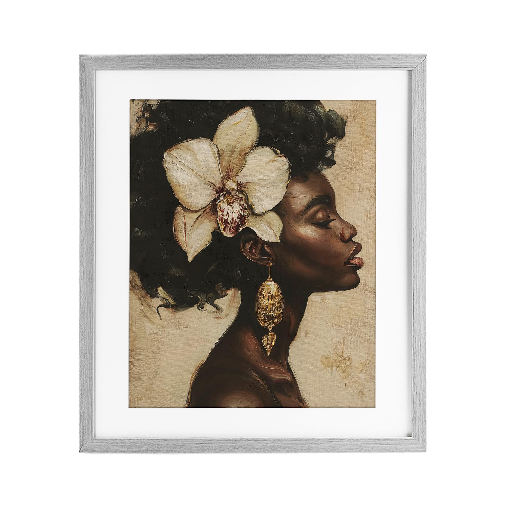 Stupell Industries Farmhouse Gray (Textured) 'Orchid Majesty Portrait'| Framed Print Under Glass