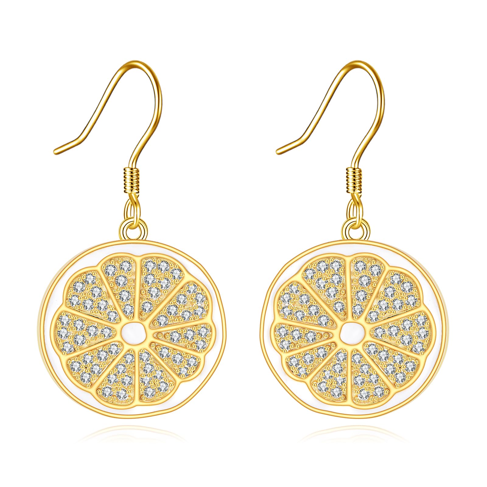 KZX Orange Lemon Earrings for Women 925 Sterling Silver Lemon Earrings Dangle Statement Dangle Earrings Fruit Jewelry Gifts for Wife Mother Birthday