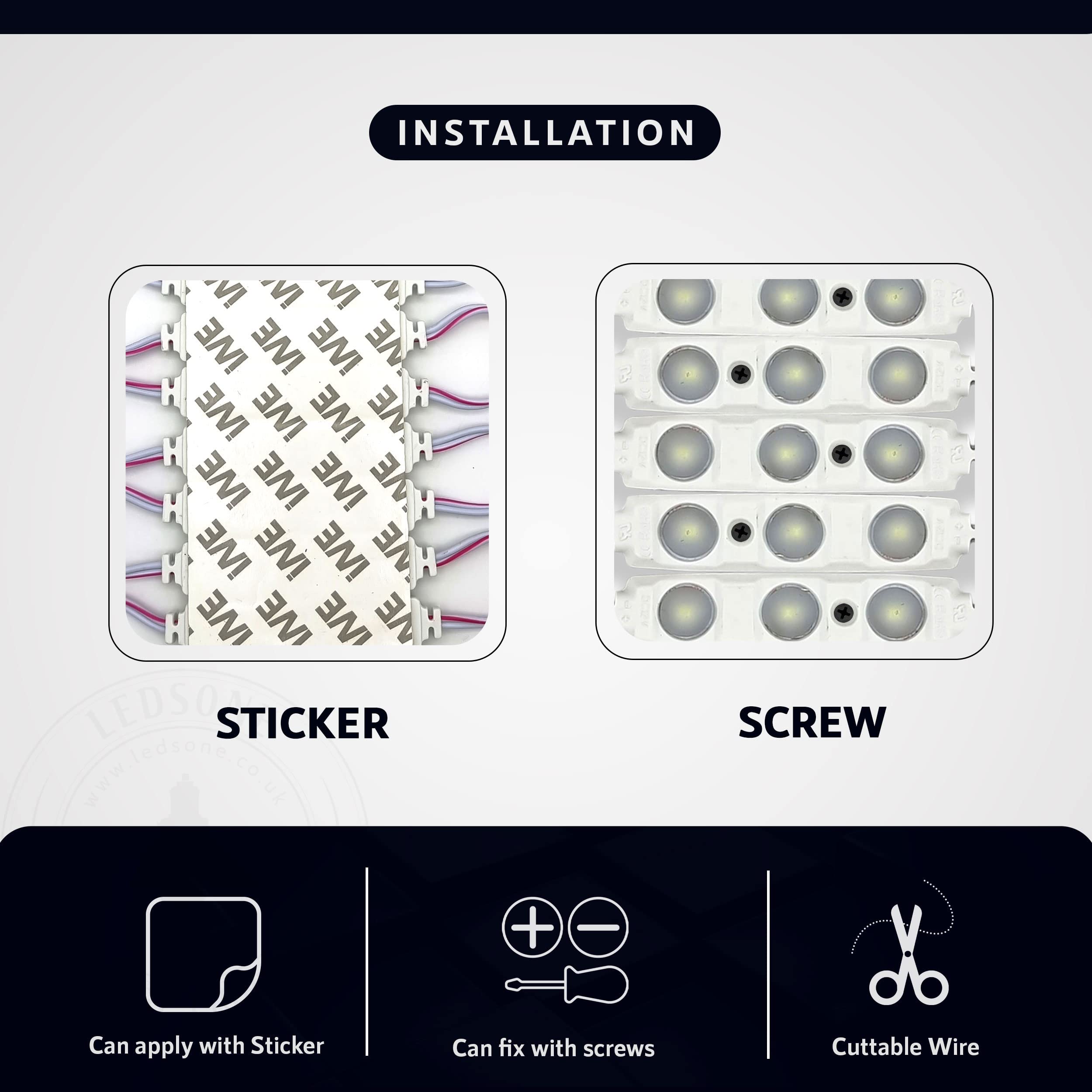 Lot 100 Modules LED Injection SMD IP65 – Blanc Chaud – Étanche – 1,5W – 120 Lm – Idéal Lettres 3D, Enseignes, Publicité Lumineuse