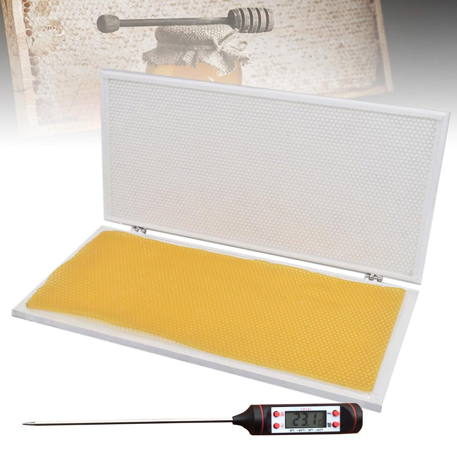 Oiyekntd Beeswax Foundation Machine, Beekeeping Supplies Equipment Tool with Sheet Mold Casting and Comb Press Tool for Wax Embossing and Foundation Production, 4.8mm/5.3mm Eyes Comb 5.35mm