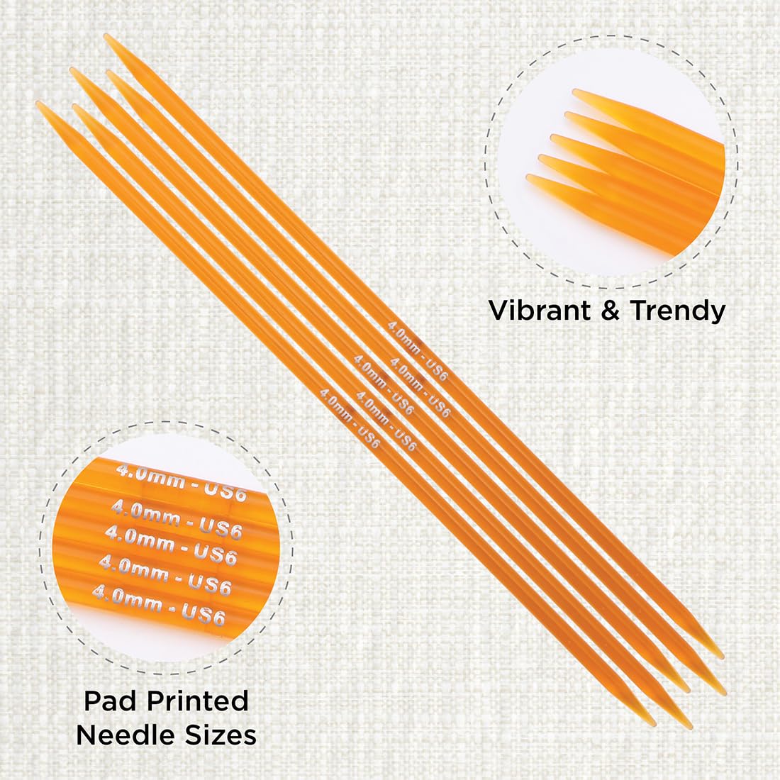 KnitPro Ferri Da Maglia A Doppia Punta – 15 Cm X 4 Mm, Gioco Da 5 Ferri, Acrilico Colorato, Per Calze E Maniche, Trendz - 5
