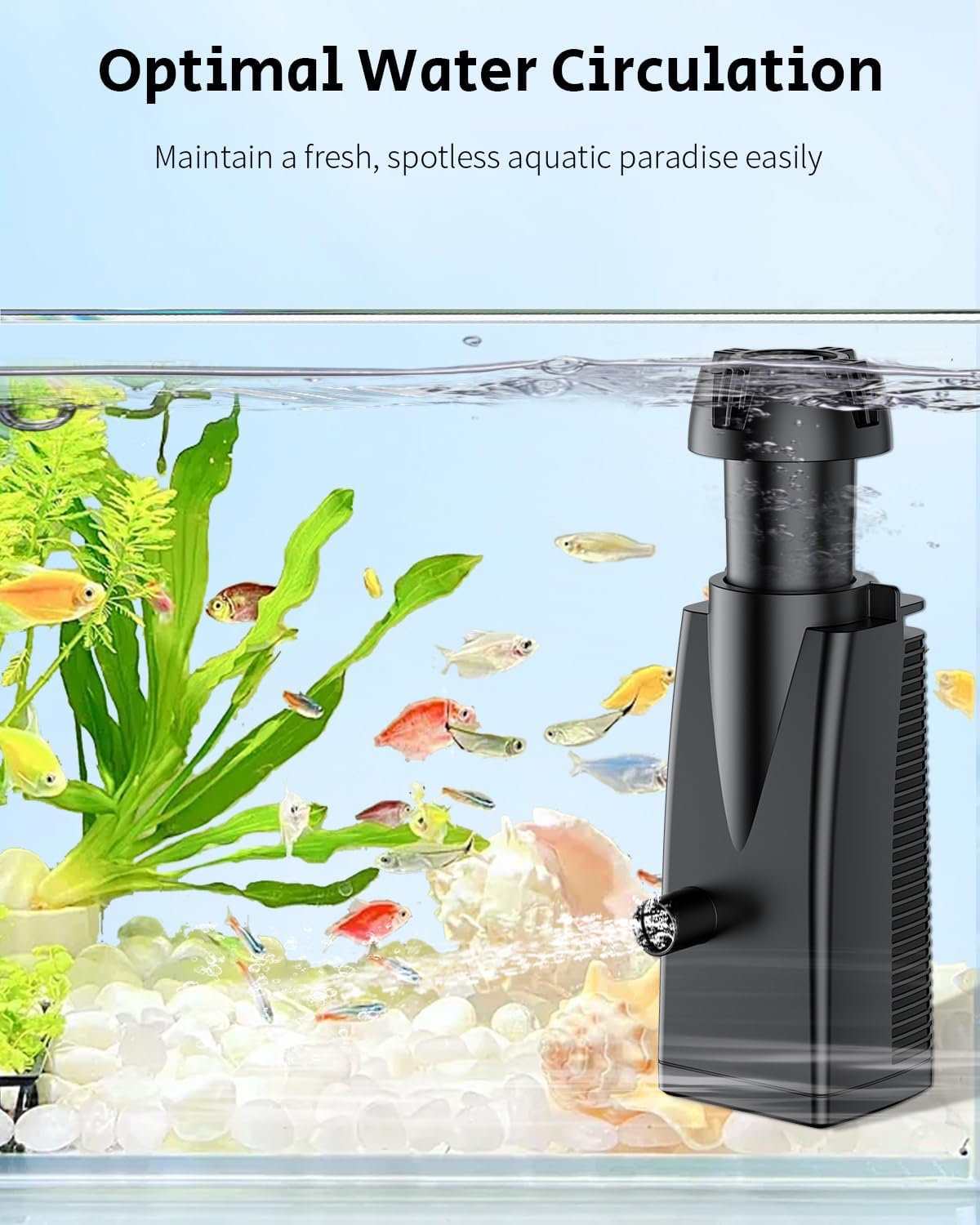 Pawfly 300 L/H 4W Aquarium Skimmer für Aquarien bis zu 350 L, Fischbecken Oberflächenabsauger, Aquarium Filter mit Bio-Schwamm und Saugnäpfen, Aquarien Oberflächenskimmer, Ölfilm-Entferner