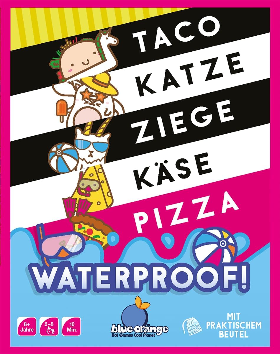 Blue Orange, Taco Cat Goat Cheese Pizza Waterproof Party Game Card Game 2-8 Players from 8+ Years 10 Minutes German