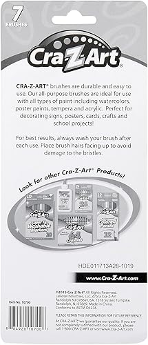 Miniatura 4 de Cra-Z-Art Pincel para artista, varios tamaños con tarjeta de lista, 7 unidades