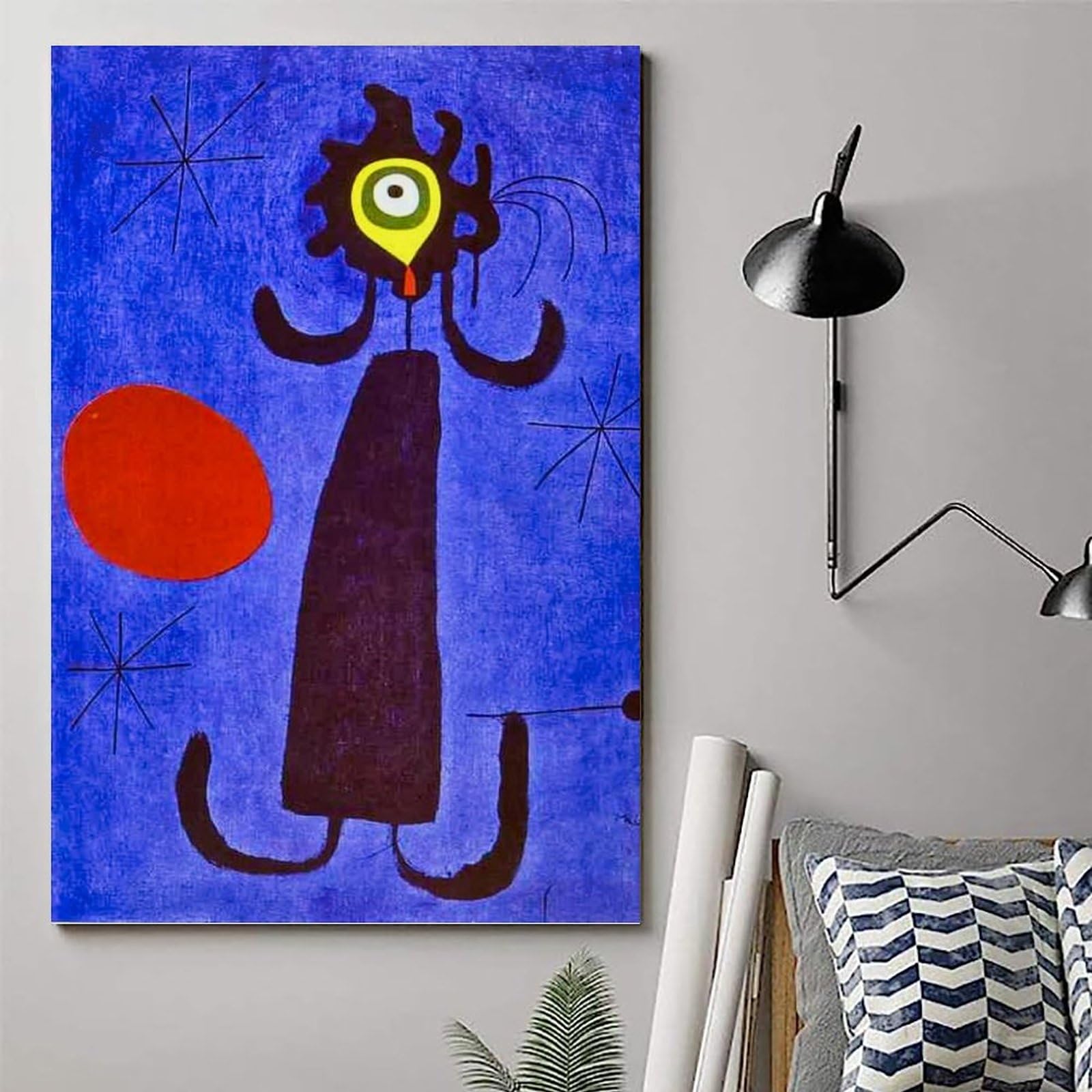 Toile Murale Abstraite Joan Miró - Reproduction "Paysage Catalan", 60x90 Cm | Décoration Salon, Chambre, Bureau - Impression Sur Toile Qualité