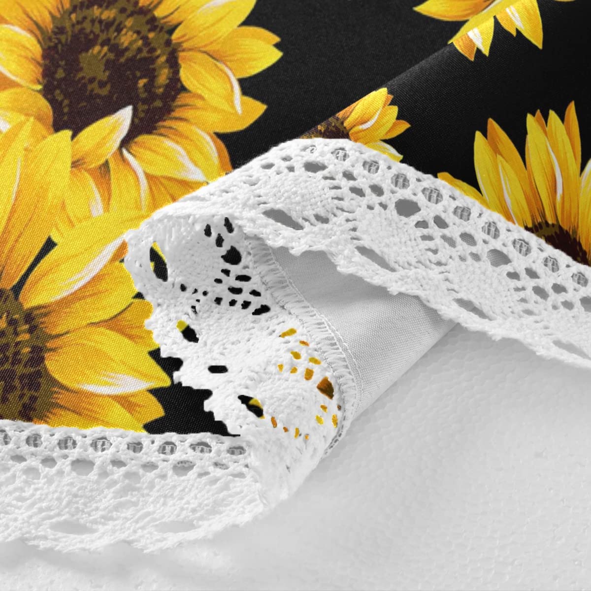 Nappe Ronde En Polyester Lavable Pour Table De Buffet, Fête, Dîner De Vacances, Motif Tournesol, Jaune, 152,4 Cm