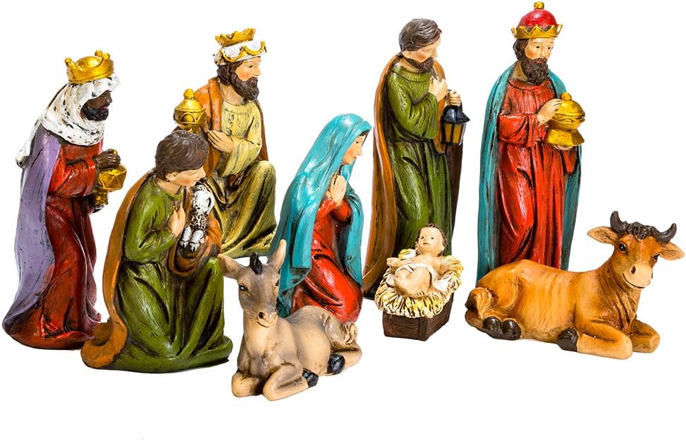 Kurt S. Adler 4 to 5-Inch Resin Table Piece Nativity, Set of 9