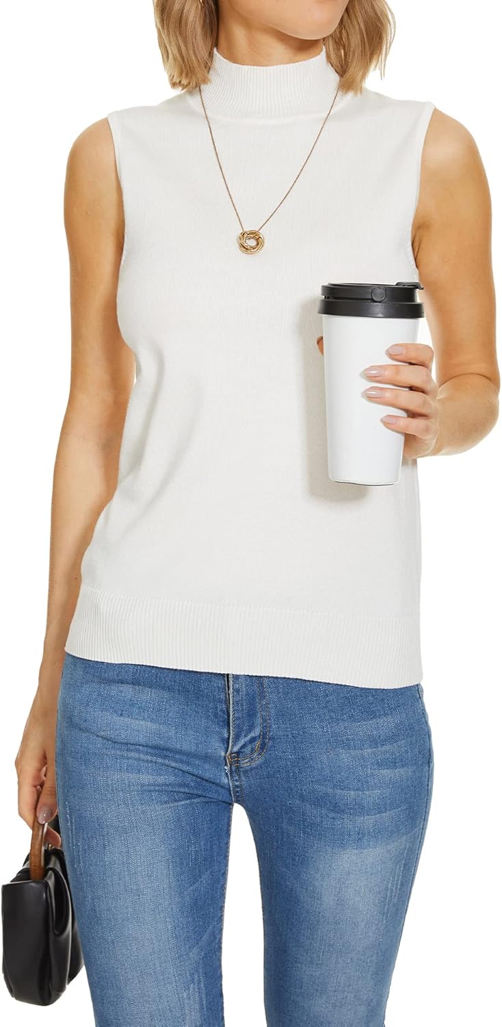 INKOFF Sleeveless Mock Neck Turtleneck Knit Tops Women Dressy Casual Sweater Vest Business Work Tank - Image 6