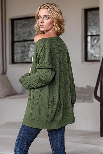 Miniatura 4 de Zeagoo Cárdigan para mujer 2023 para otoño e invierno con frente abierto, abrigo de manga larga, suelto, tejido de punto trenzado con bolsillos