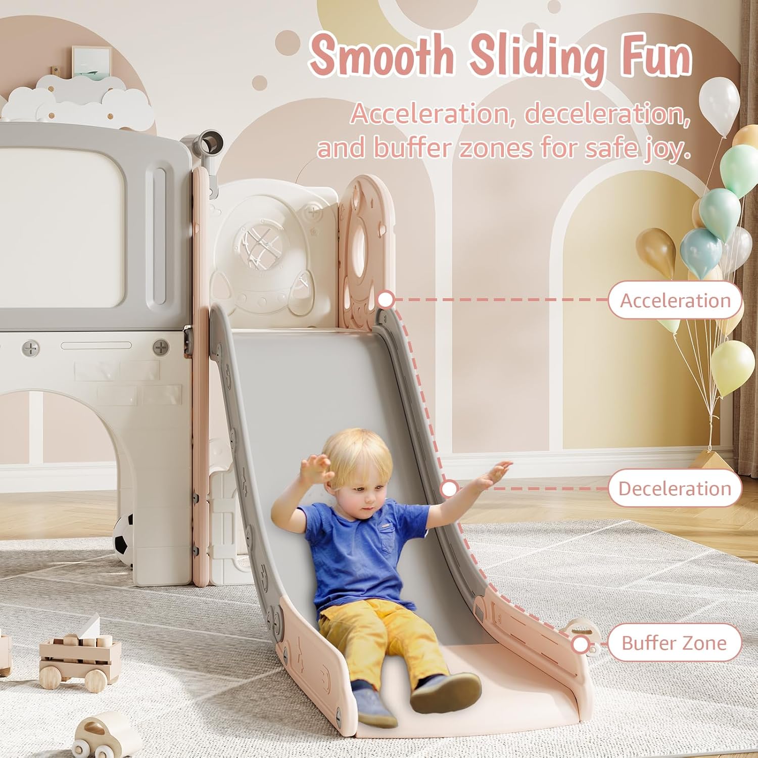 8-in-1 Toddler Slide Playground Set for Indoor & Outdoor Fun – Includes Climber, Basketball Hoop, Telescope, Tunnel, and Storage Space for Kids – Perfect for Backyard & Courtyard Activities