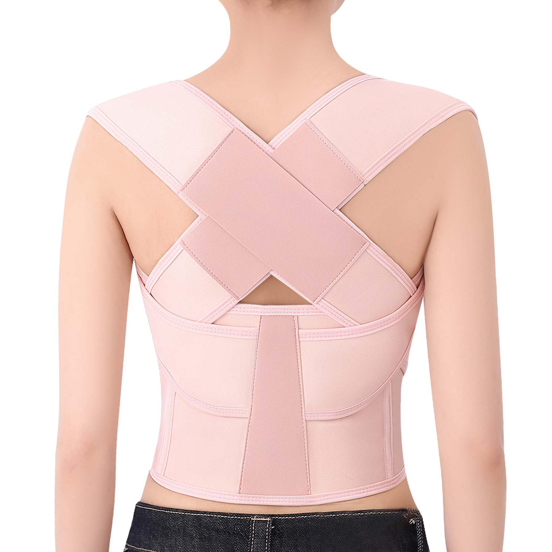 Posture Corrector for Women and Men — Back Brace Shoulder Straightener Hunchback Adjustable Support, Upper Comfy Correction, Upgraded Lightweight Hump Pain Relief, Scoliosis Lumbar Spine (Pink, Medium)